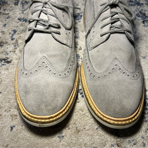 Cole Haan Gray Suede Wingtip Oxford Dress Shoes Size 10.5 - Picture 6 of 12